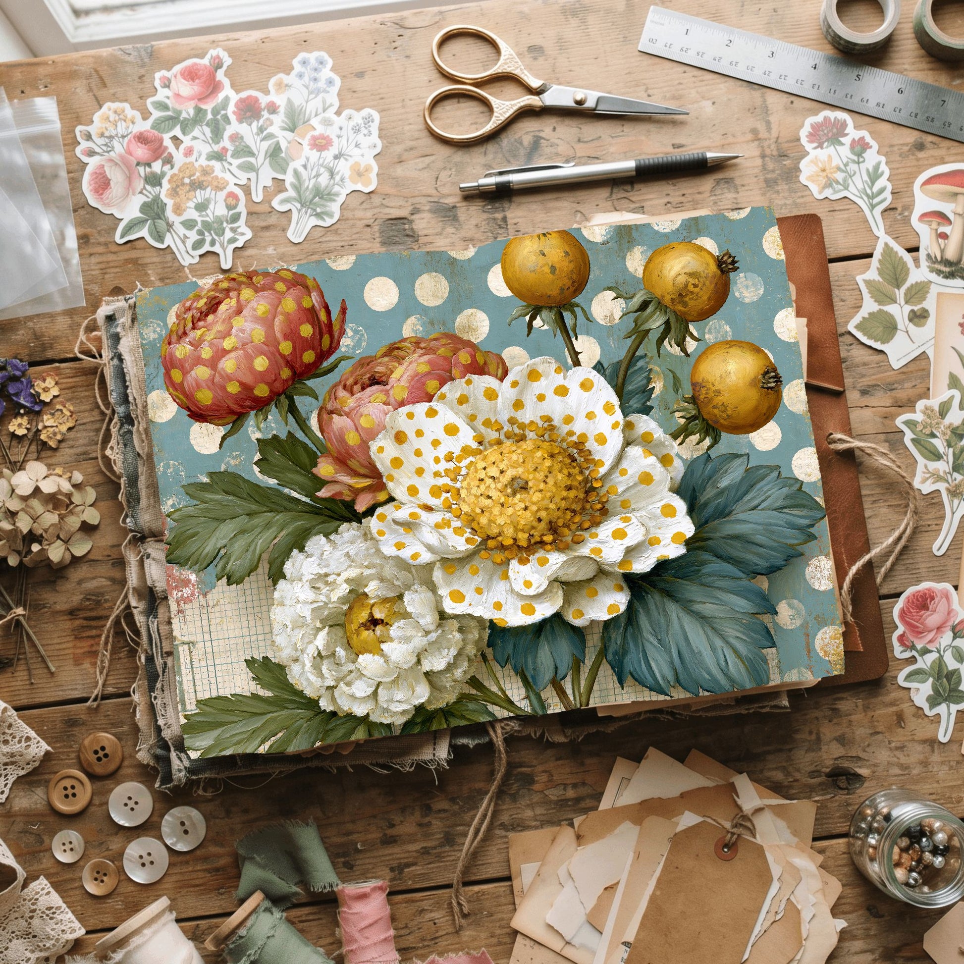 Yellow Shabby Chic Journal Paper
