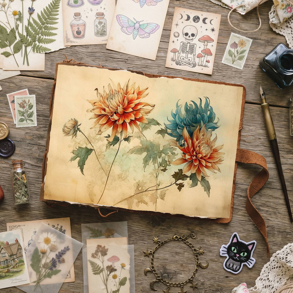 Autumn Dahlias Digital Papers