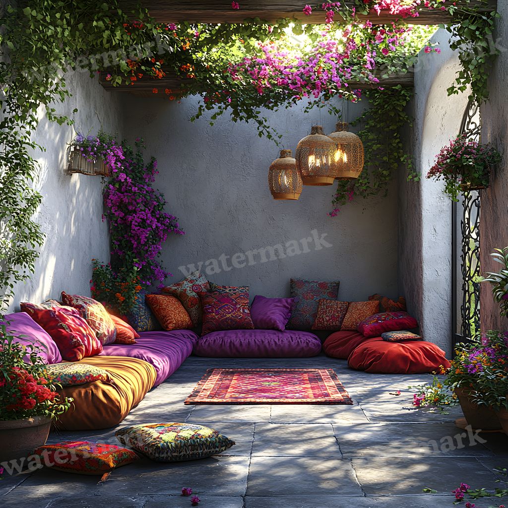Bohemian Terrace digital photo backdrop for photo editing, preview 11