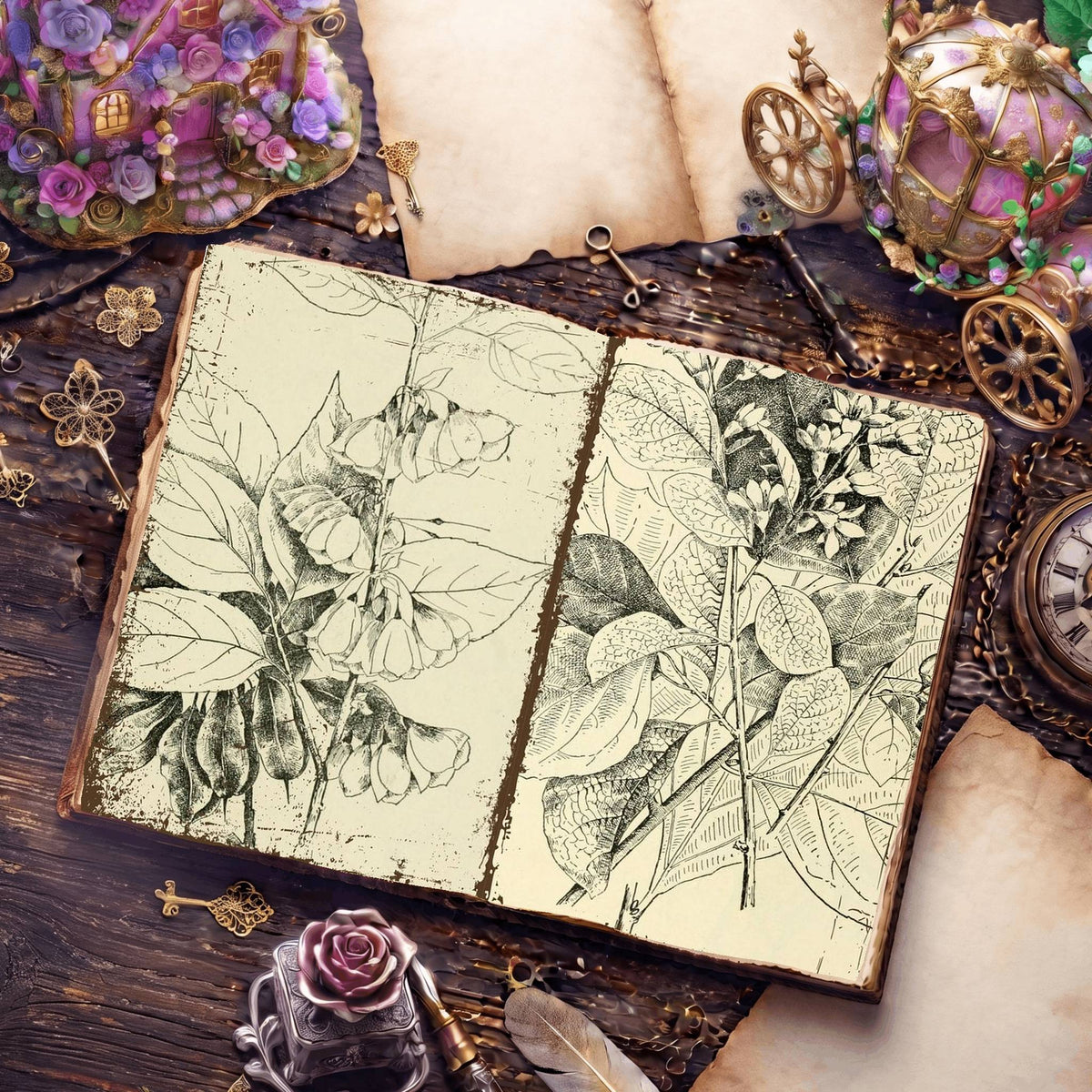 Botanical Sketches Digital Papers