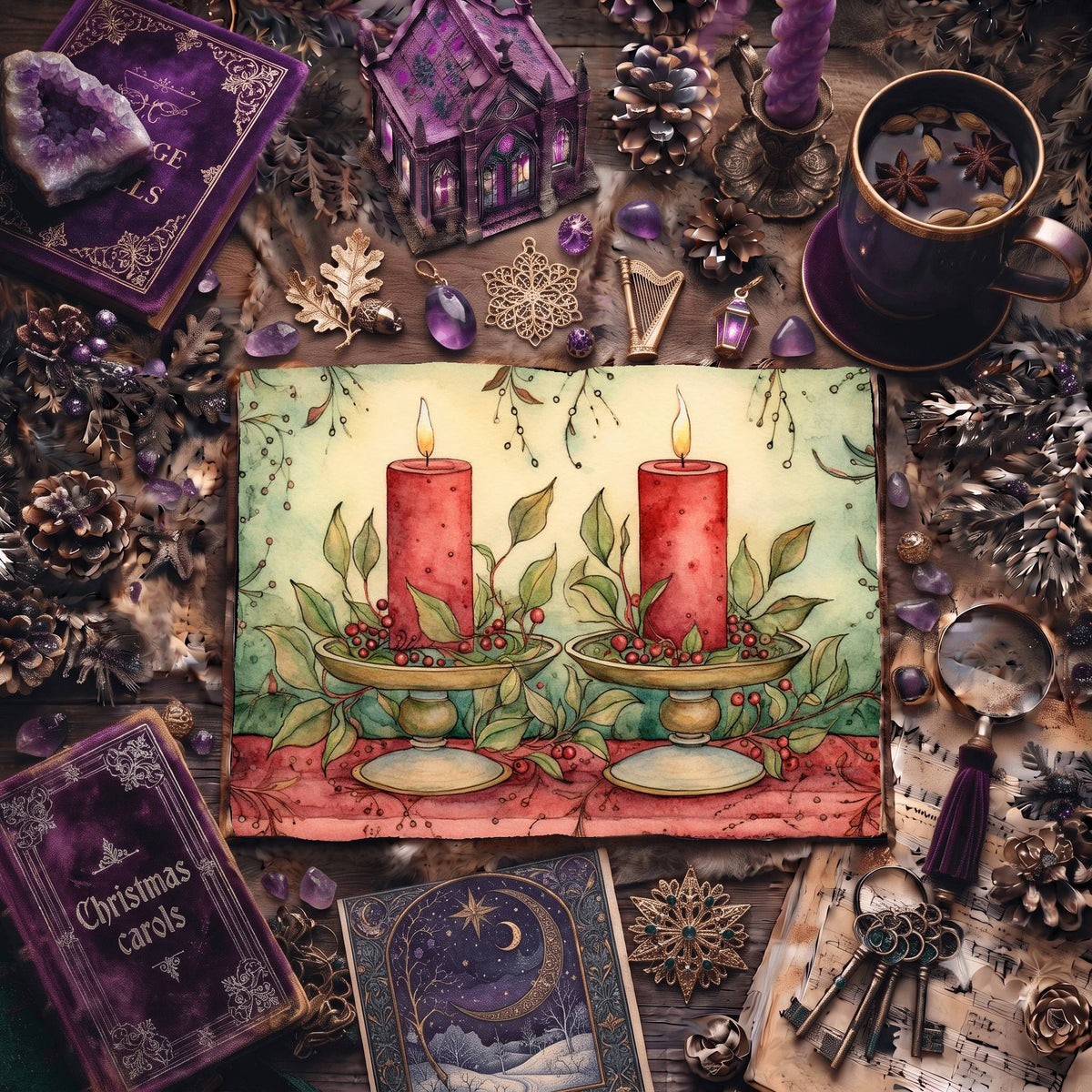 Christmas Candles Digital Papers