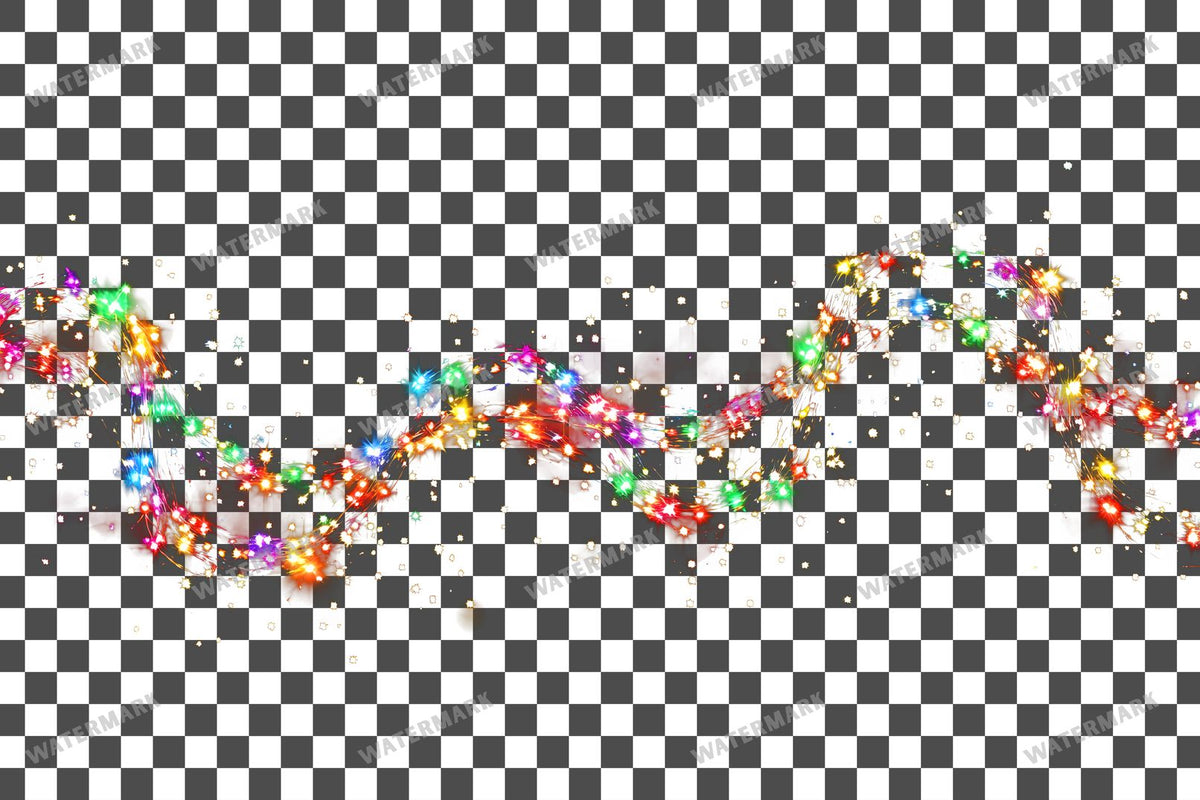 Christmas Lights PNG overlay on a transparent checkered background, preview 13