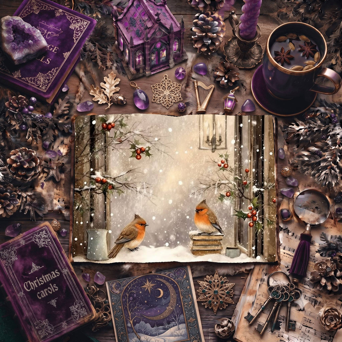 Christmas Robins Digital Papers