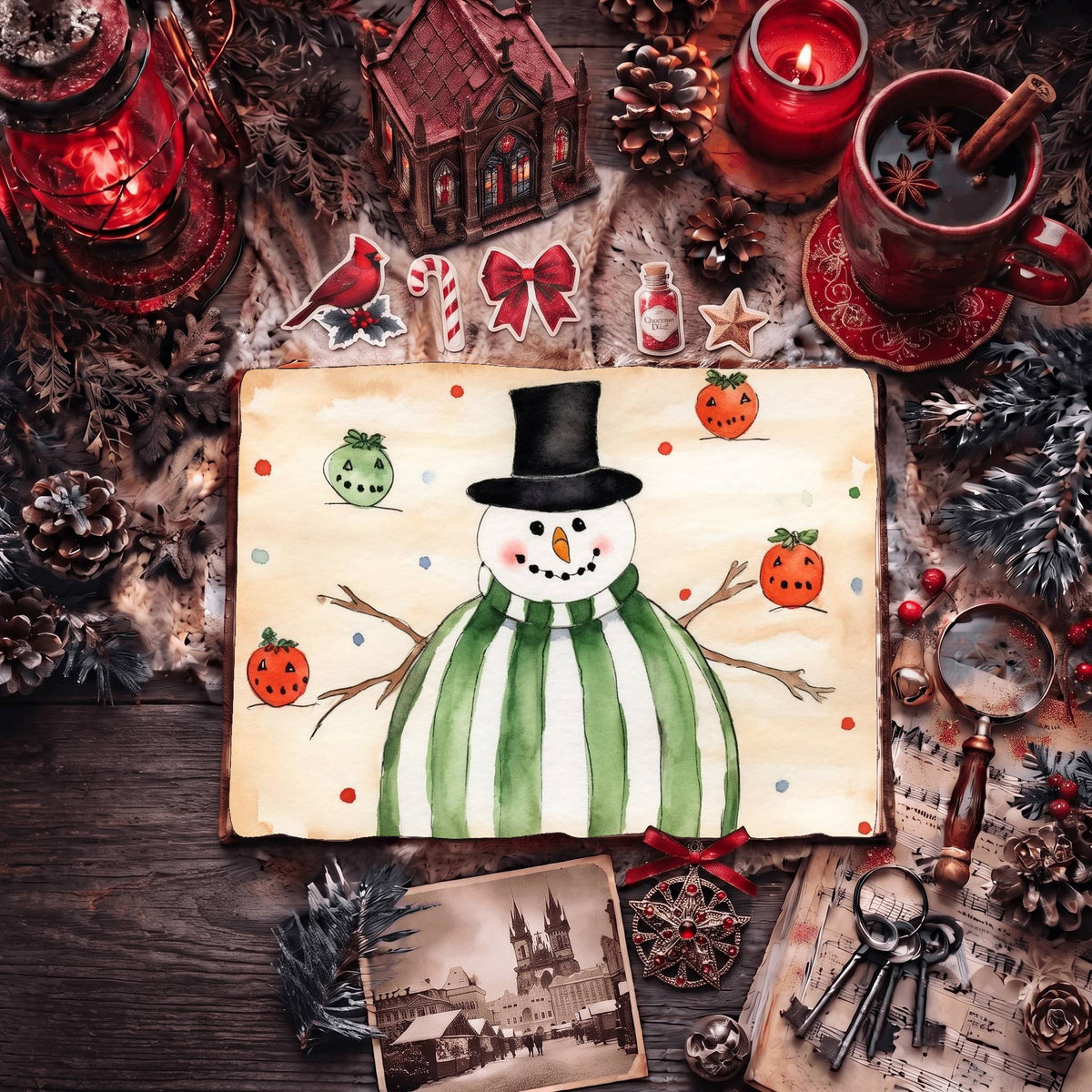 Christmas Snowman Digital Papers