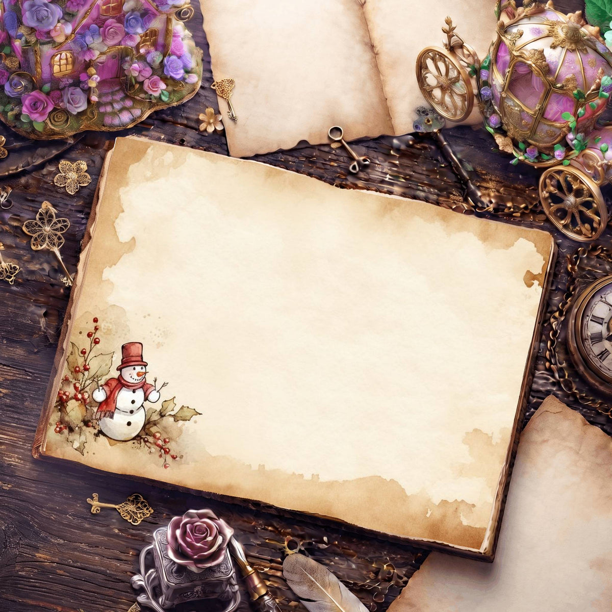 Christmas Snowman Digital Papers