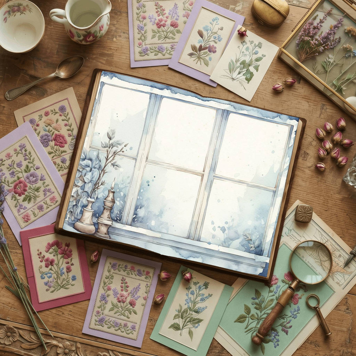 Christmas Snowy Window Digital Papers