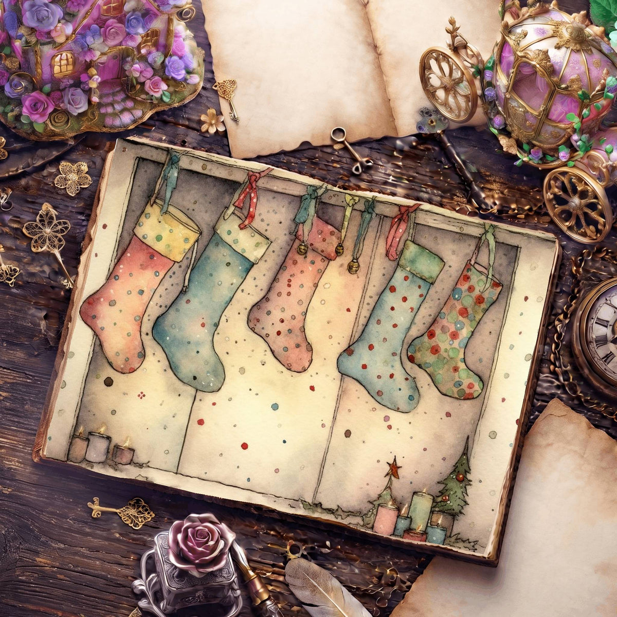 Christmas Stockings Digital Papers