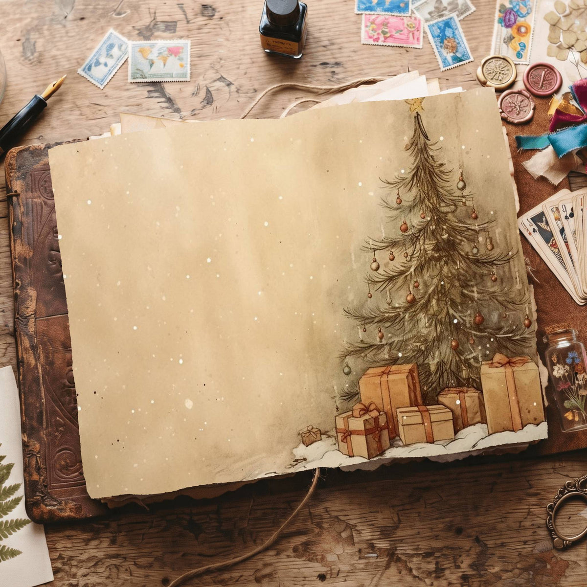 Christmas Tree Vintage Digital Papers