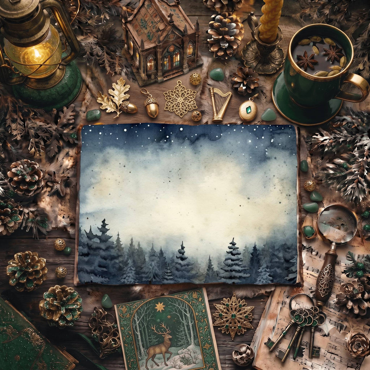 Christmas Winter Nights Digital Papers