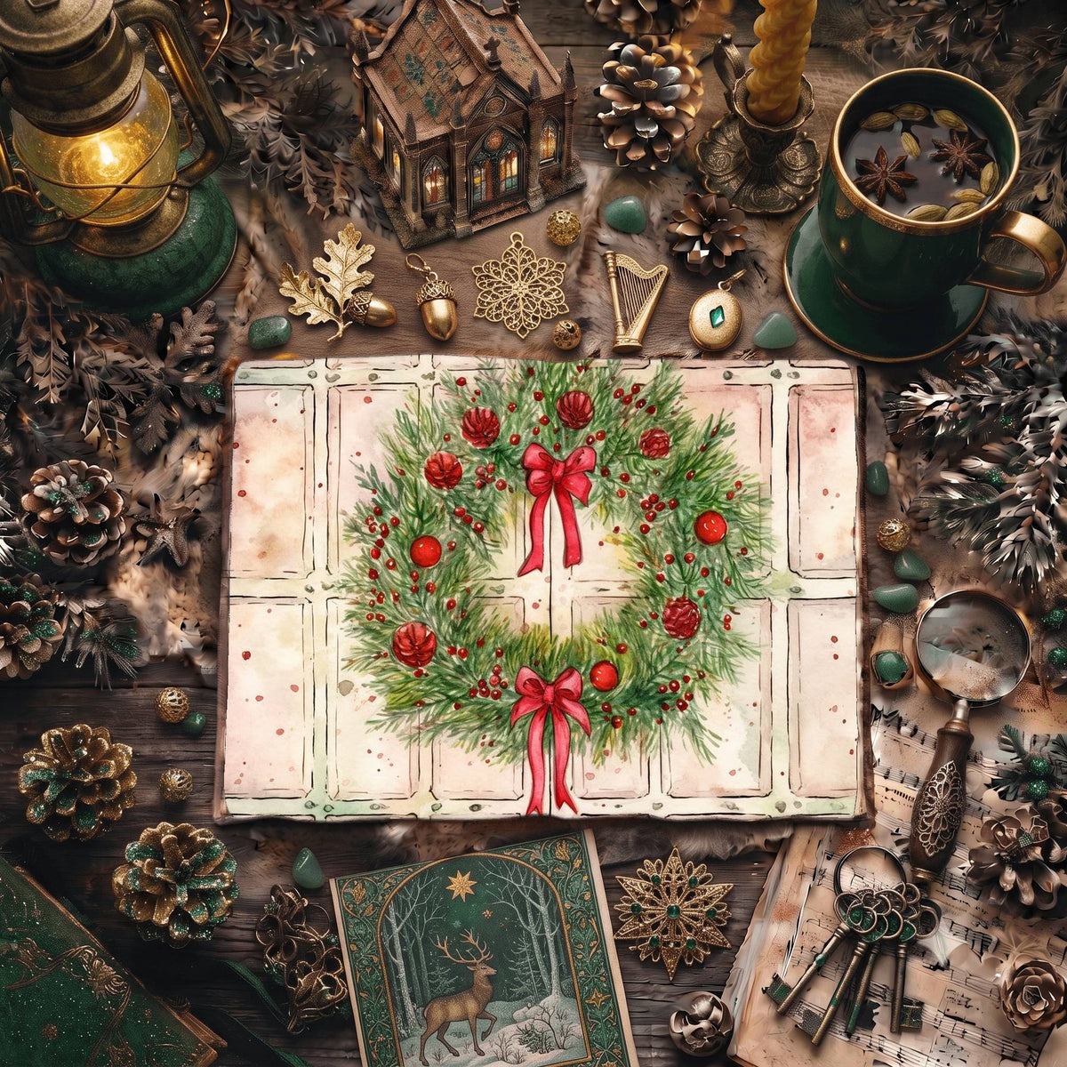 Christmas Wreaths Digital Papers