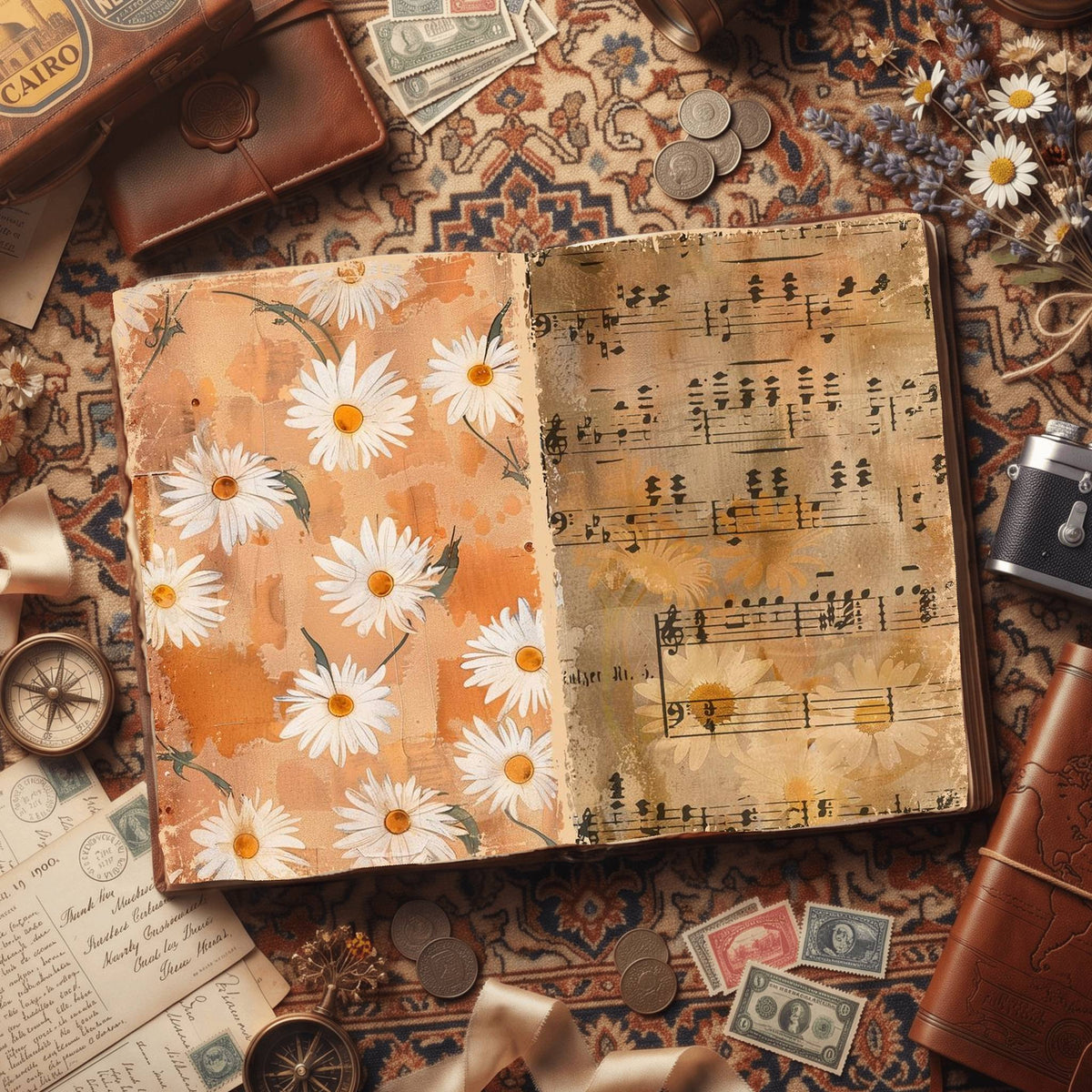 Daisy Flowers Digital Papers