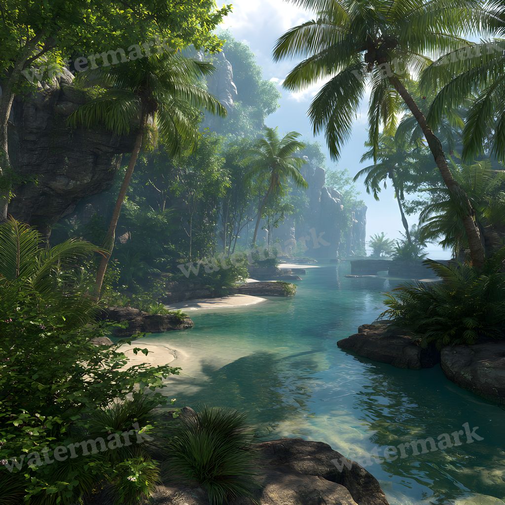 Detailed Tropical Landscape Backdrop Images