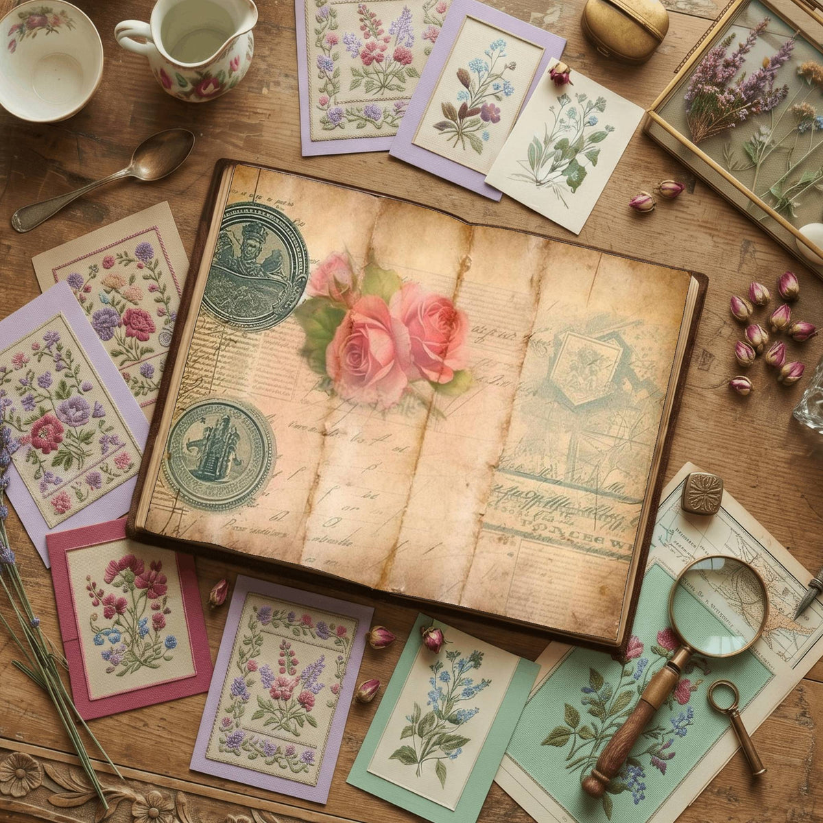 Faded Pink Roses Digital Papers