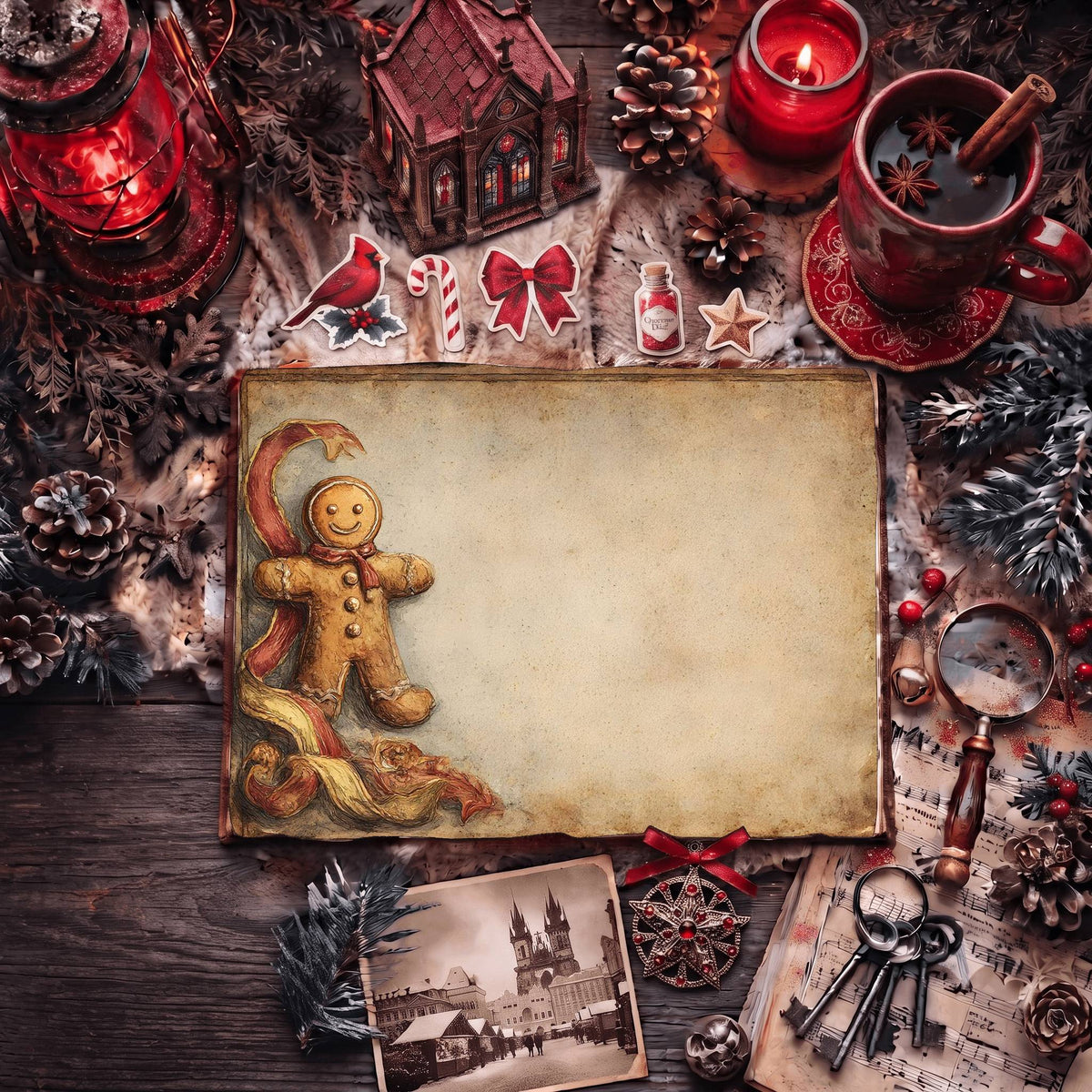 Festive Holiday Gingerbread Man Digital Papers