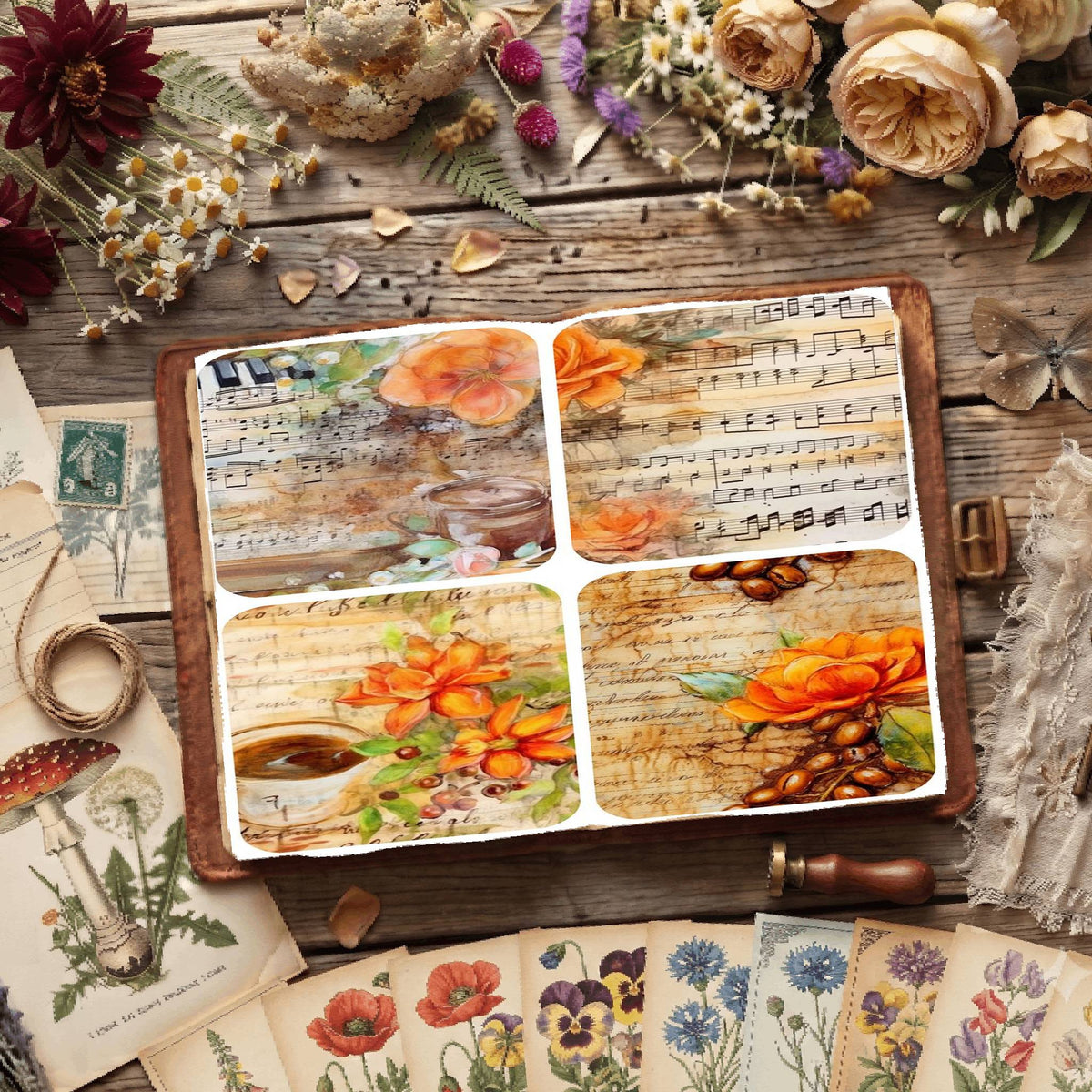 Floral Coffee Digital Papers