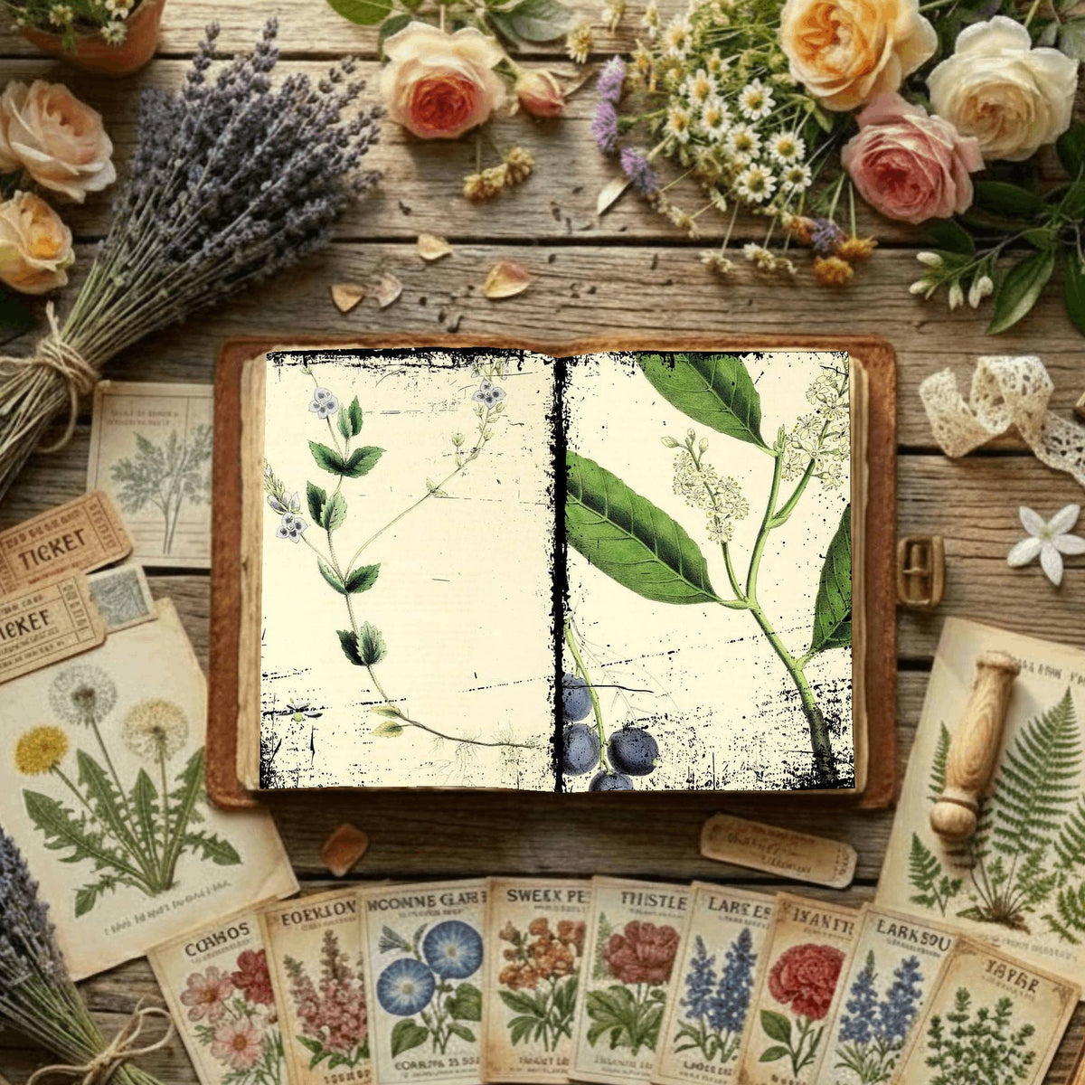 Floral Illustrations Digital Papers