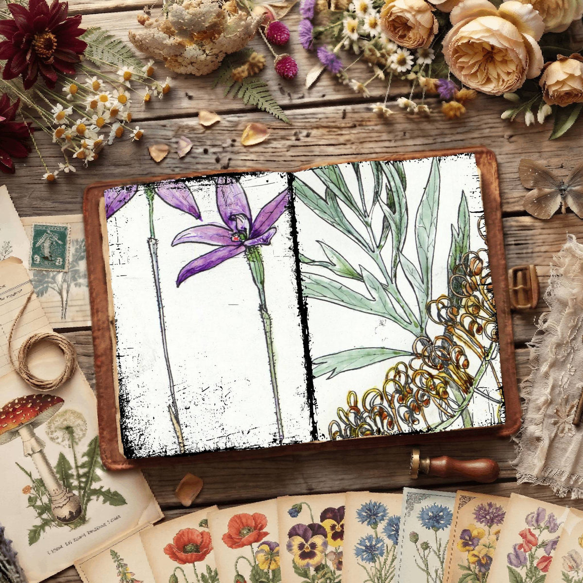 Floral Illustrations Digital Papers