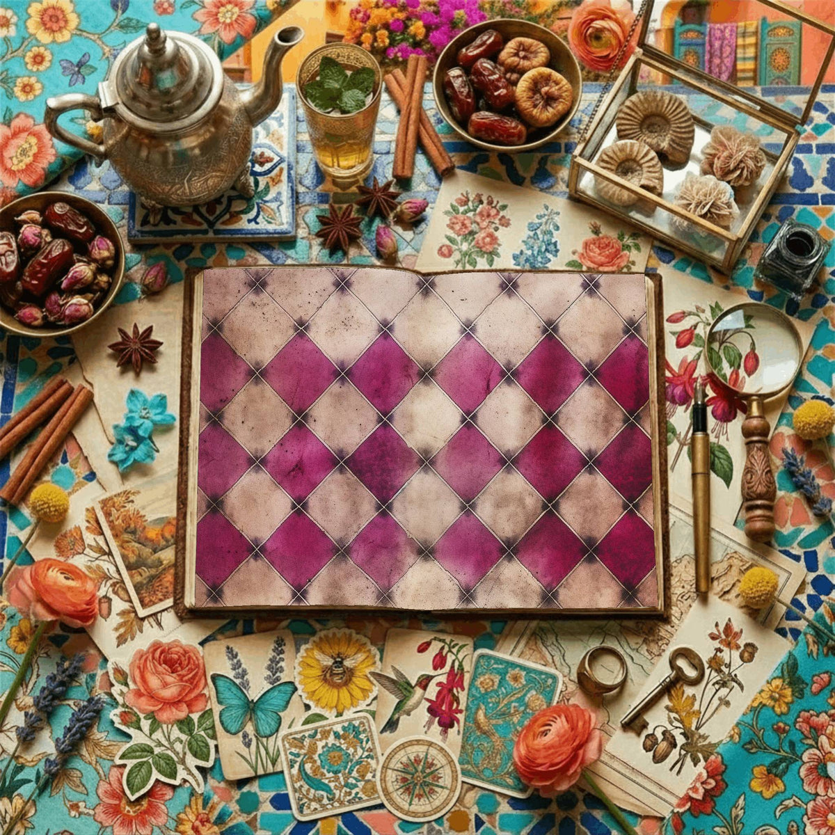 Fuchsia Checkered Patterns Digital Papers