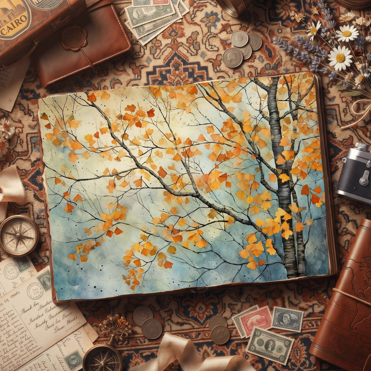 Gingko Trees Digital Papers