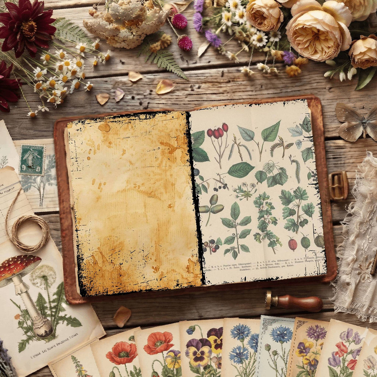 Herbal printable junk journal paper, page preview 13