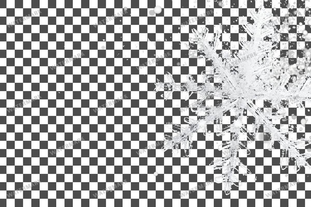 Large Snowflake Single Large Flake PNG overlay on a transparent checkered background, preview 13