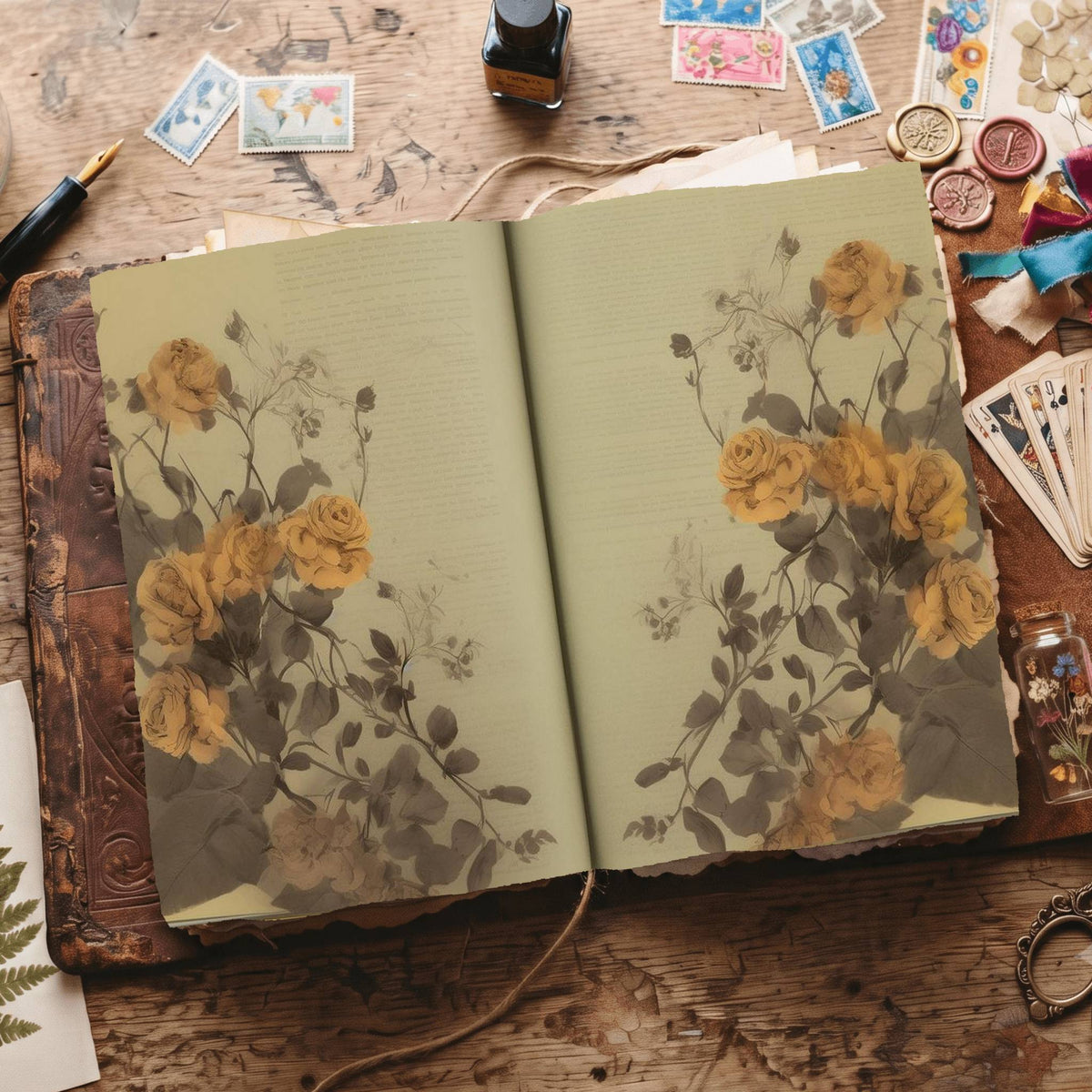 Lined Flower Digital Papers