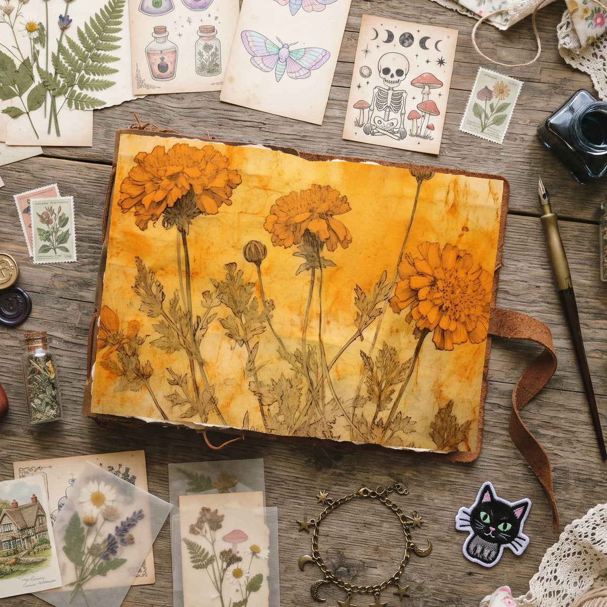 Marigold Flowers Digital Papers