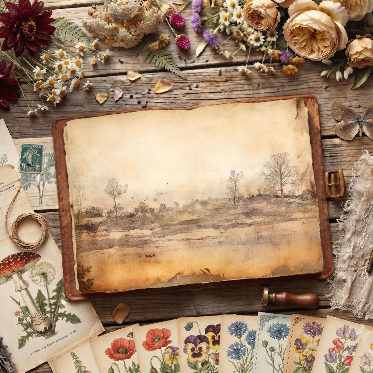 Misty Riverscape Digital Papers