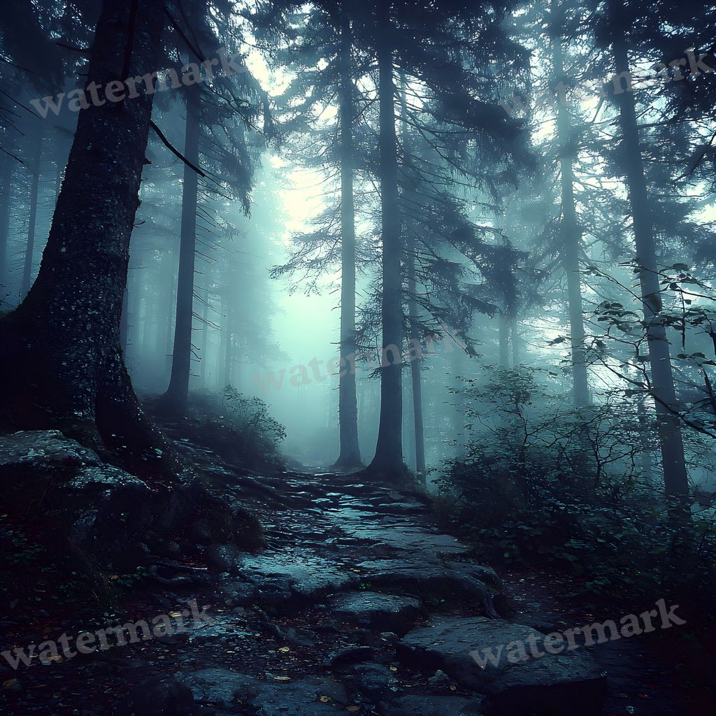 Misty Forest digital photo backdrop for photo editing, preview 12