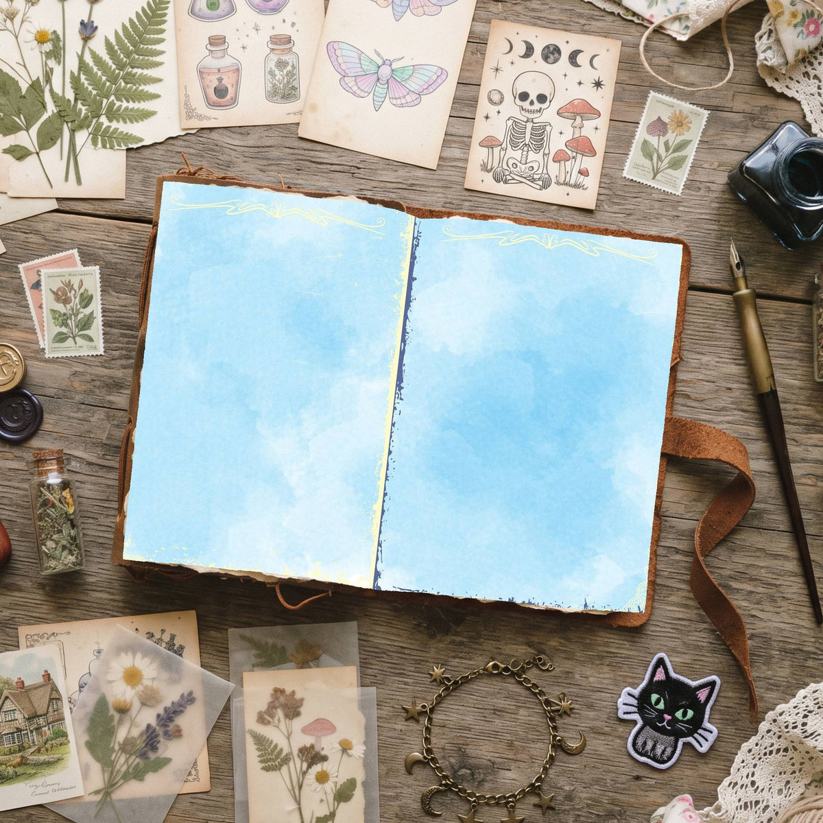 Mixed Color Distressed Blank And Lined Digital Papers