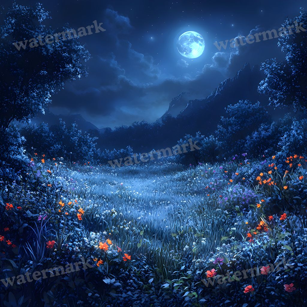 Moonlit Field Backdrop Images