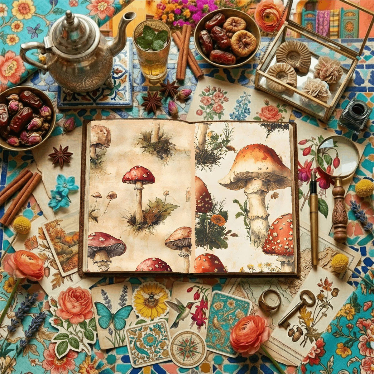 Mushroom printable junk journal paper, page preview 13