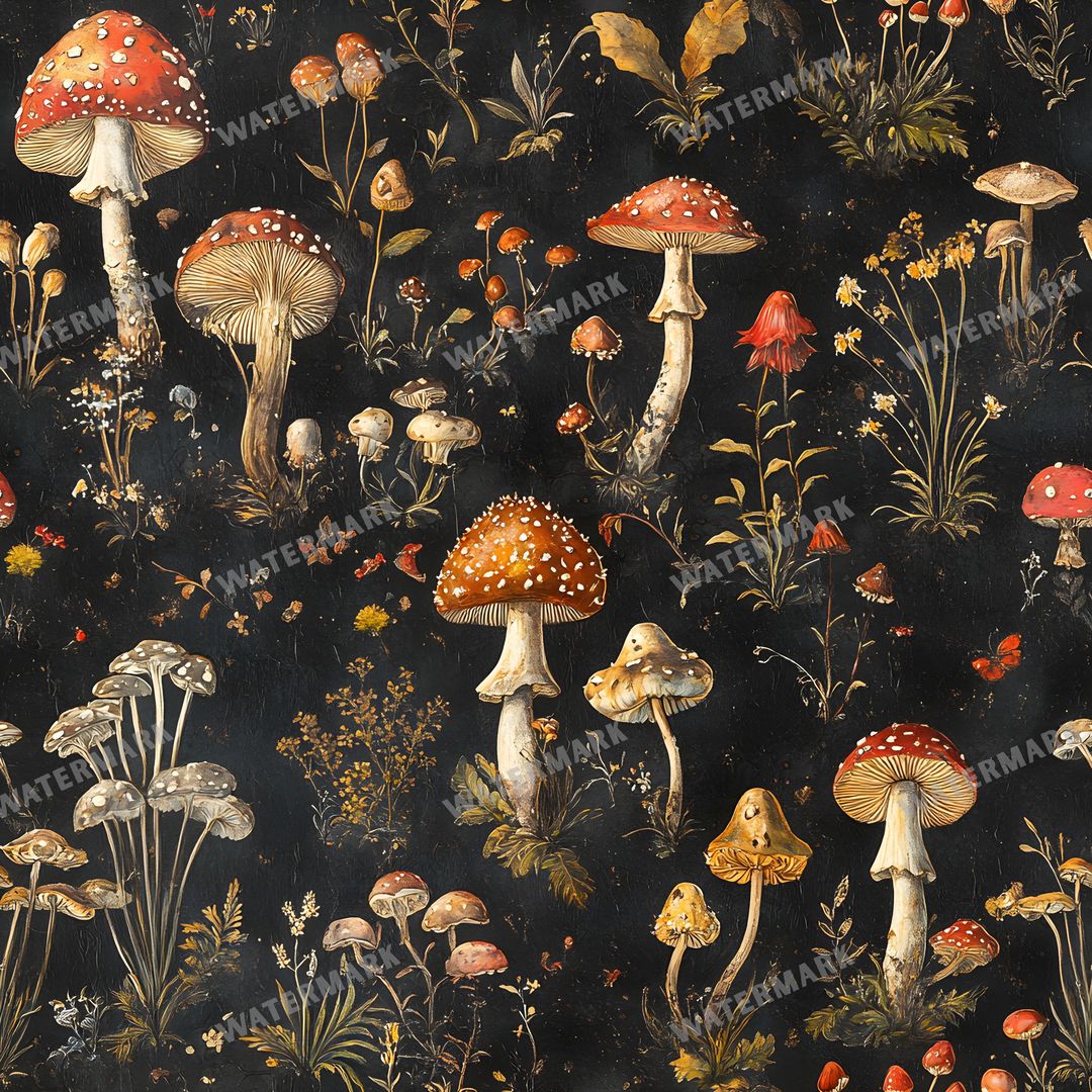 Mushrooms Seamless Pattern