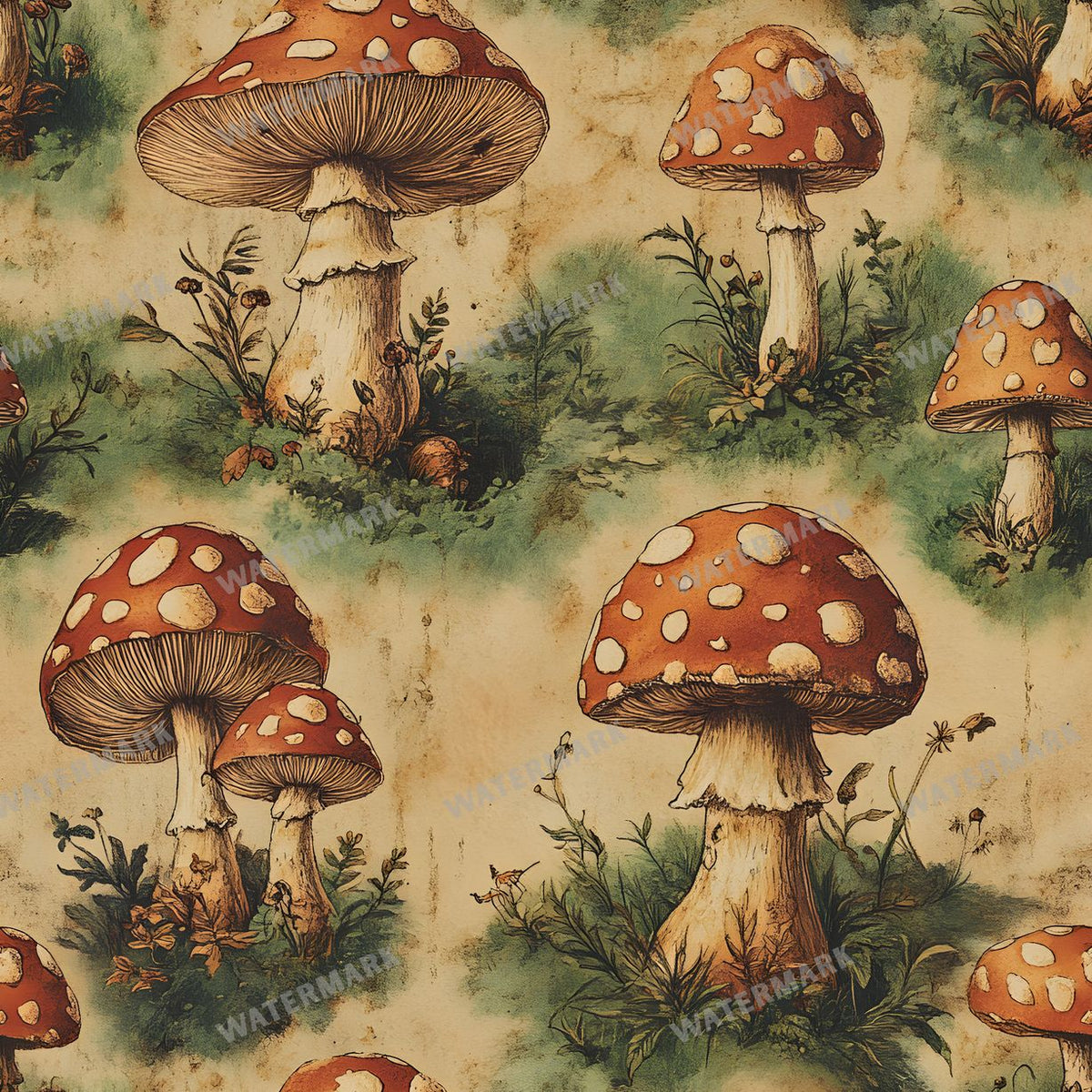 Mushrooms Seamless Pattern