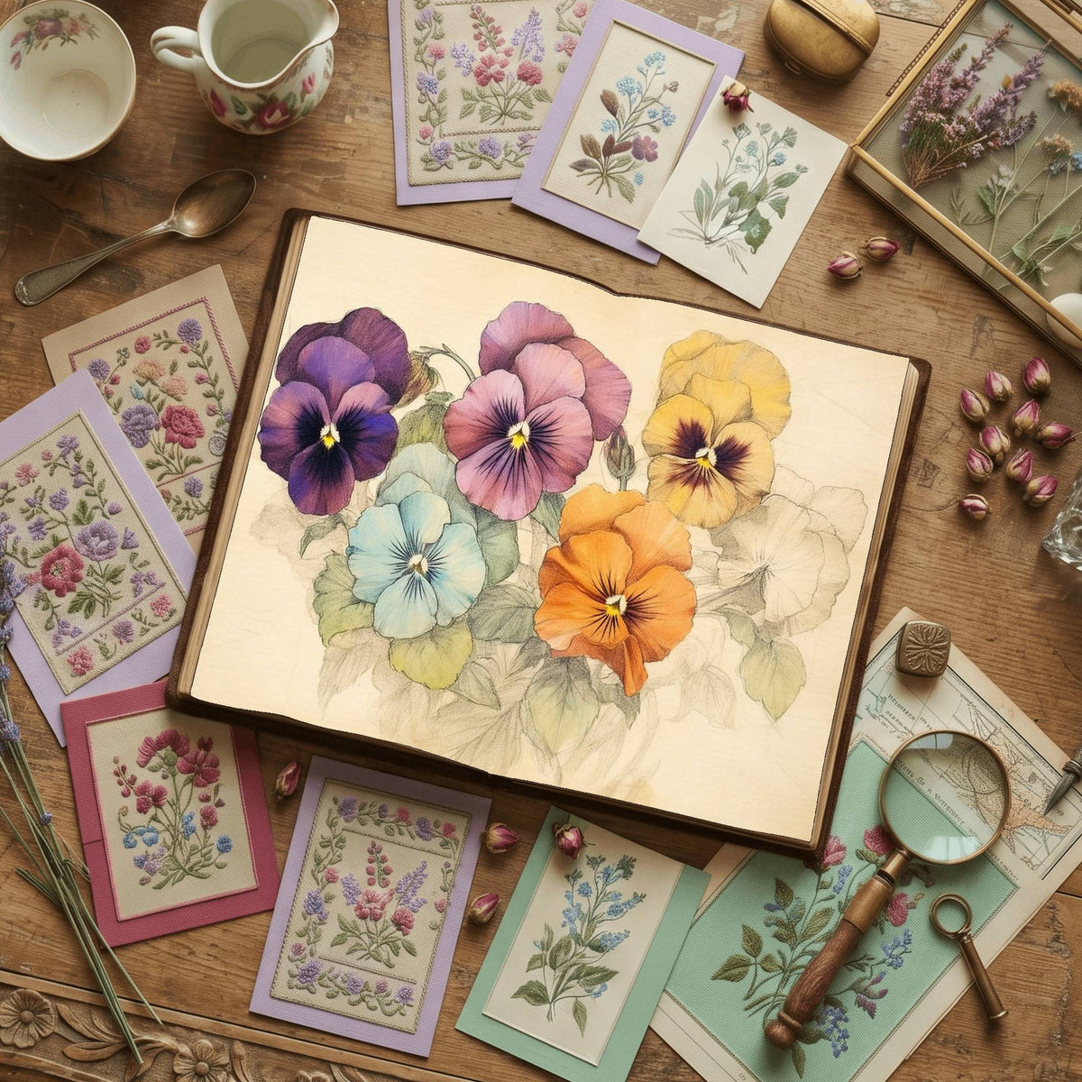 Pansy Flower Watercolour Digital Papers