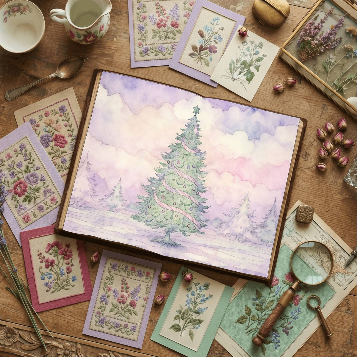 Pastel Chirstmas Tree Digital Papers