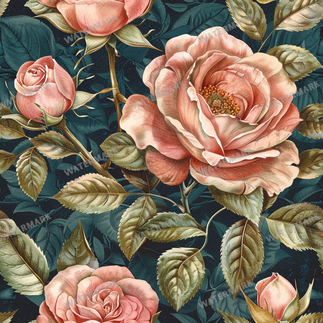 Pink Roses Seamless Pattern