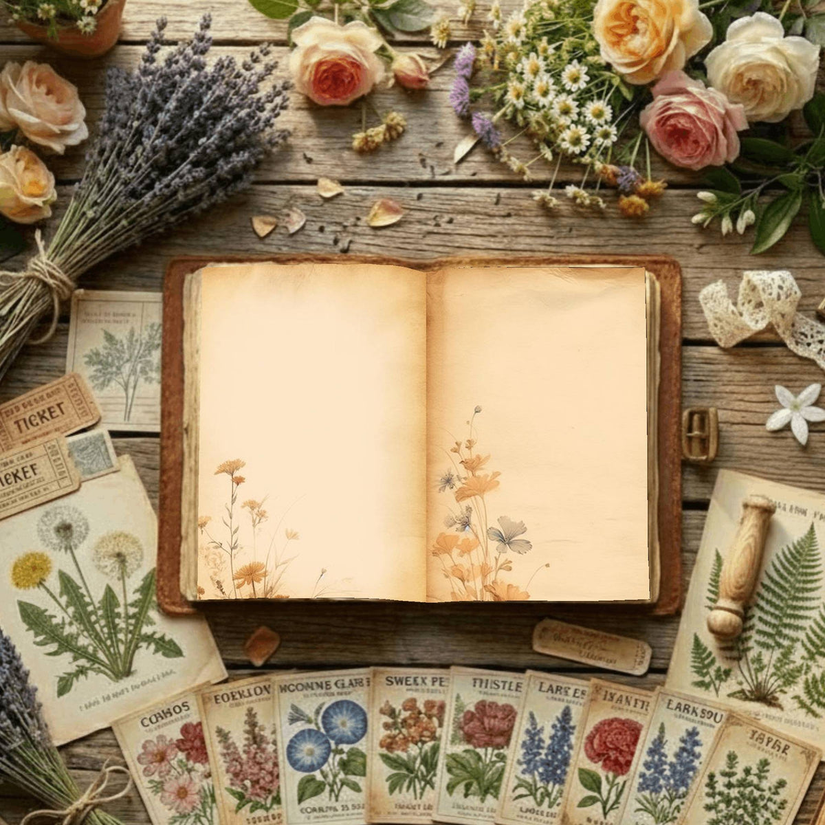 Plain Wildflower printable junk journal paper, page preview 13