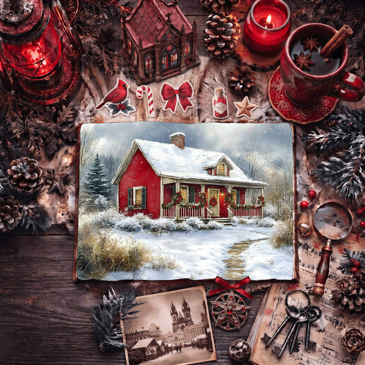 Red Christmas Digital Papers