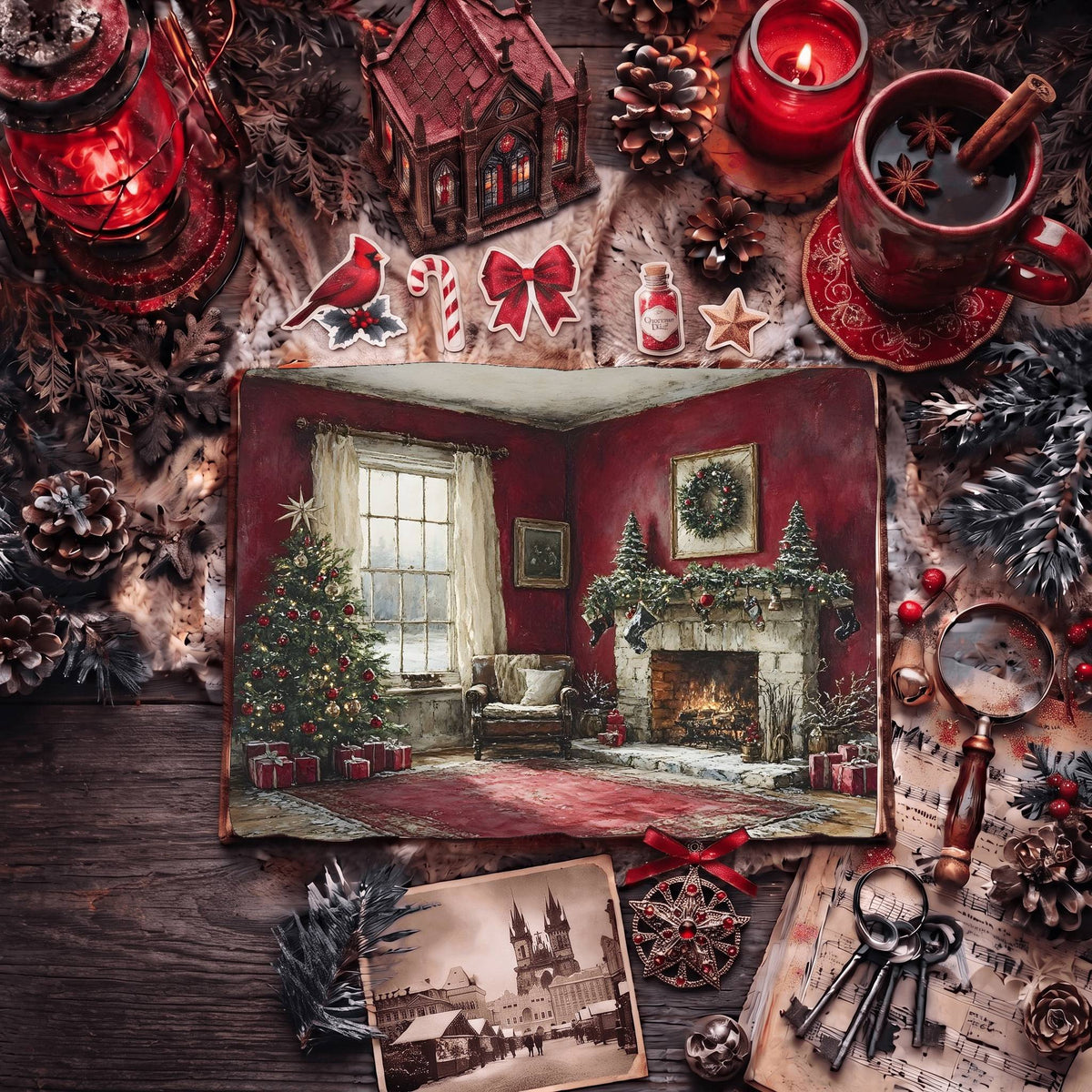 Red Christmas Digital Papers