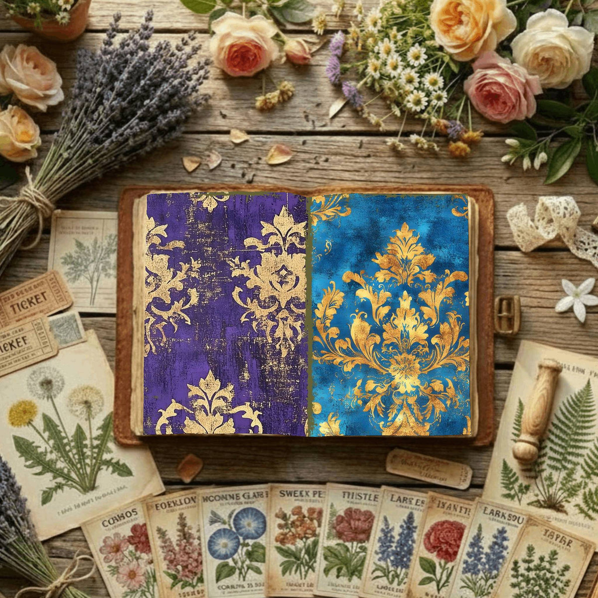 Regal Damask printable junk journal paper, page preview 13
