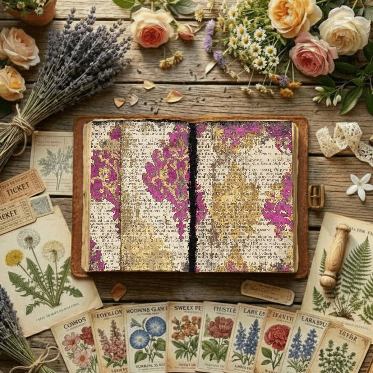 Regal Damask printable junk journal paper, page preview 13