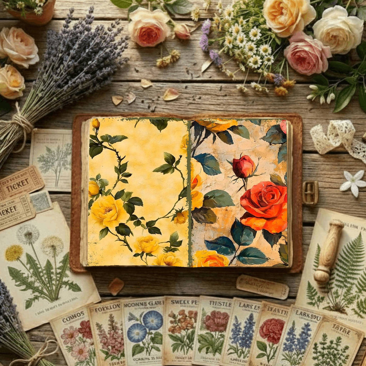 Rose printable junk journal paper, page preview 13