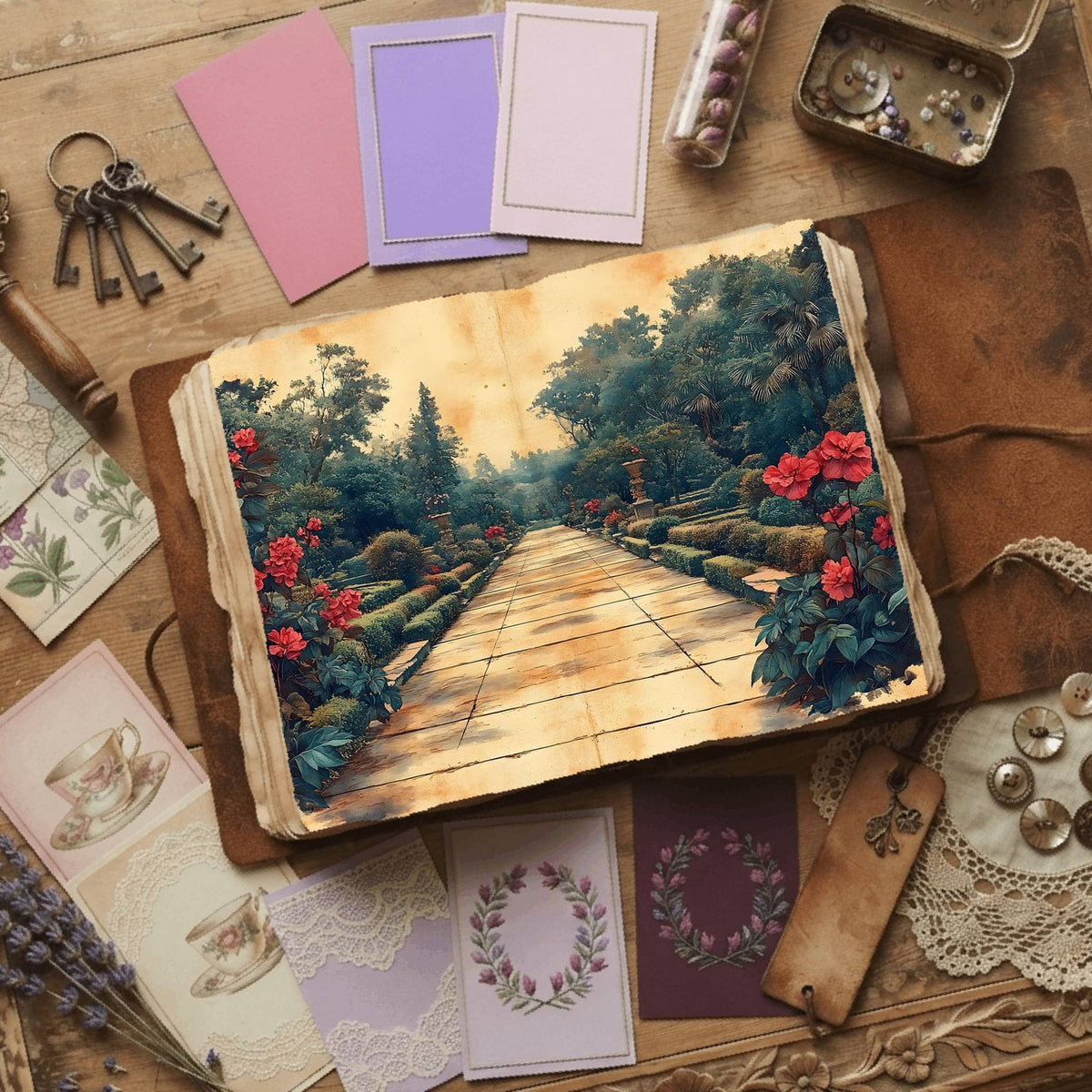 Royal Gardens printable junk journal paper, page preview 13