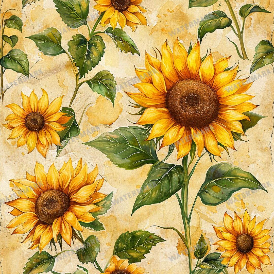Sunflowers Seamless Pattern