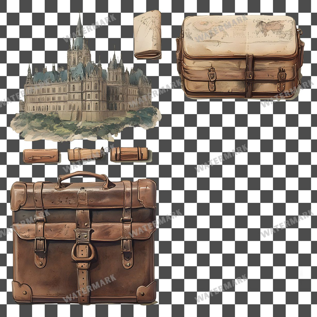 Travel Vintage Style Clipart Pngs
