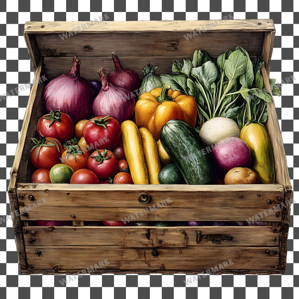 Vegetables Vintage Style Clipart Pngs