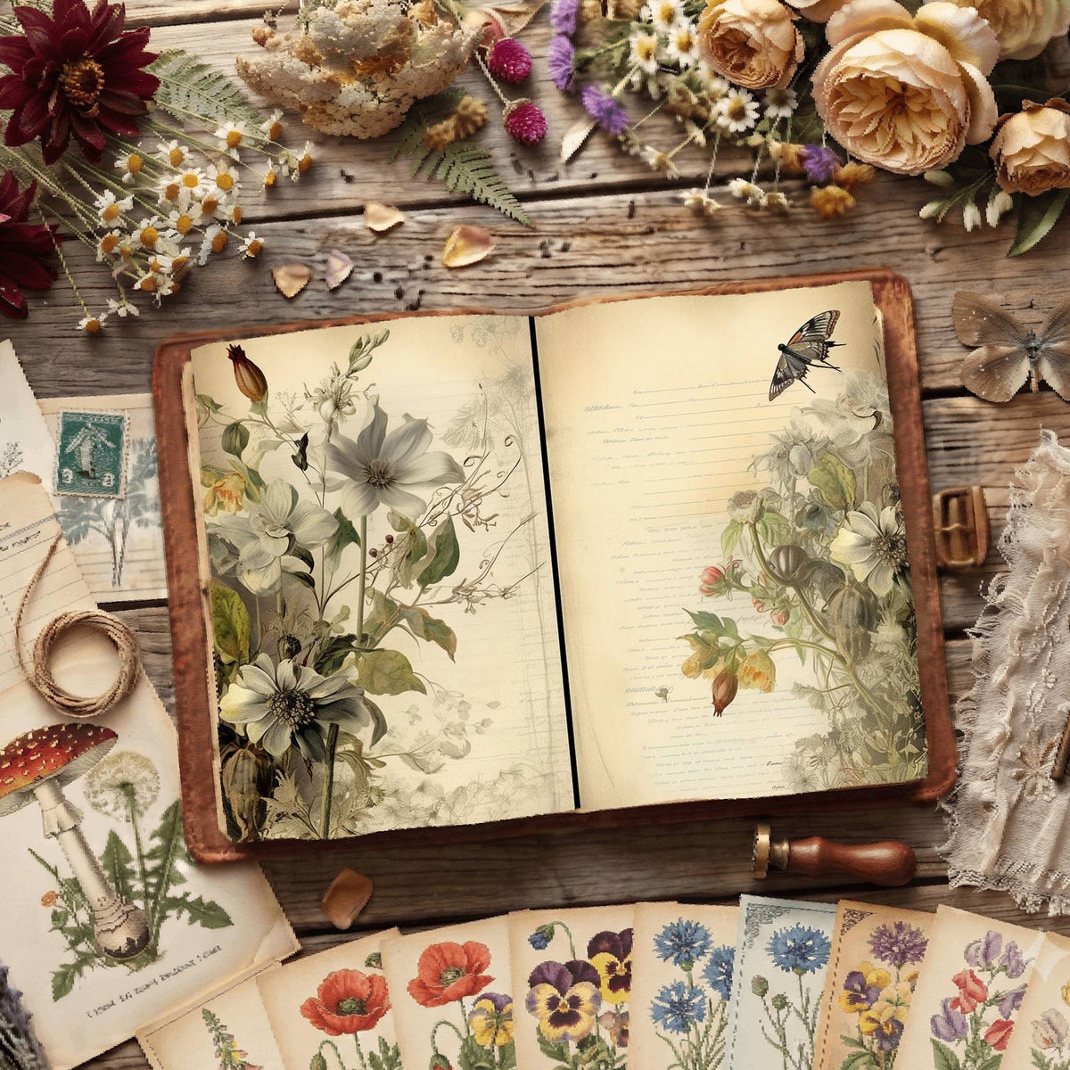 Vintage Botanical Digital Papers