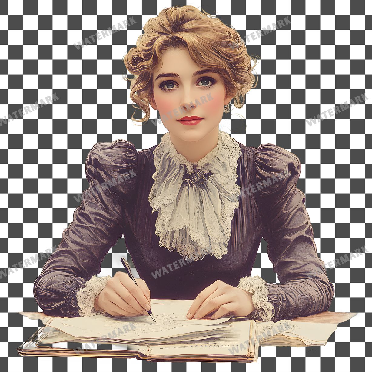 Woman Writer Vintage Style Clipart Pngs