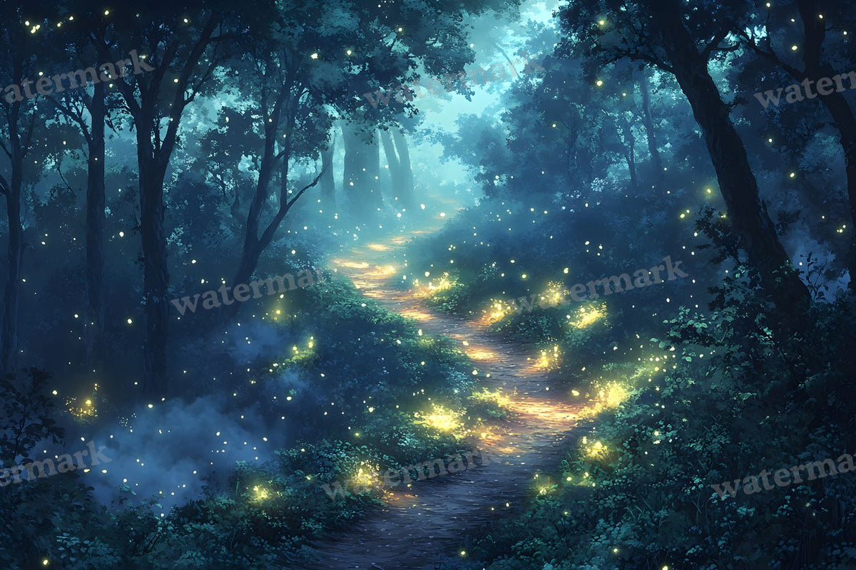Wooded Trail At Dusk Backdrop Images